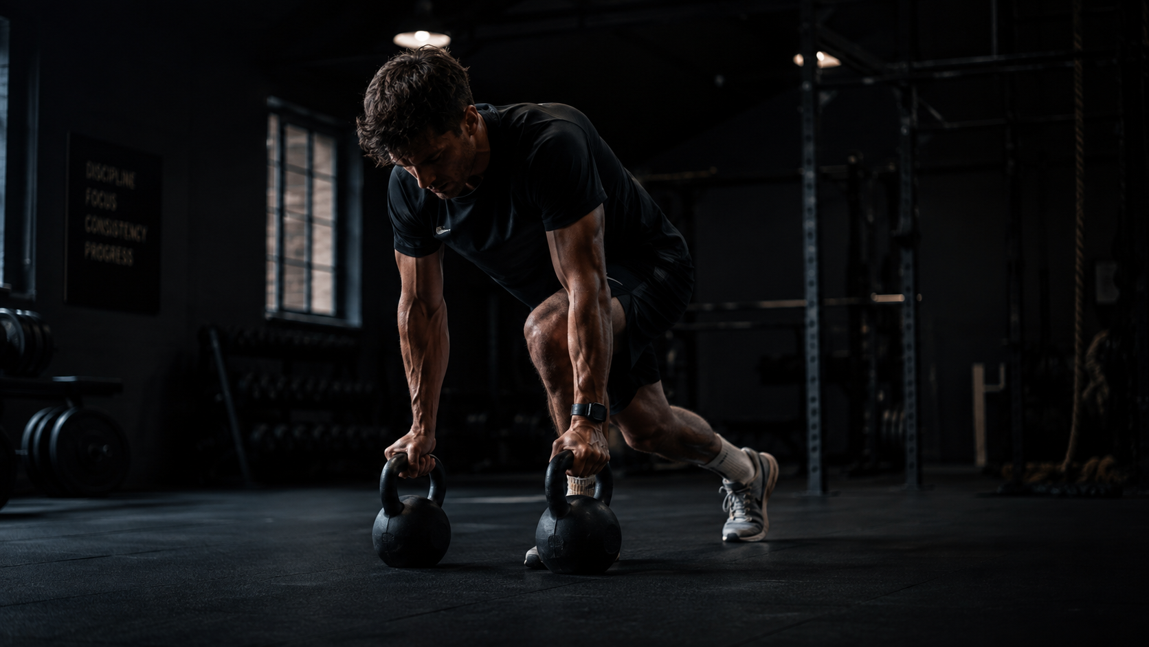 Athlet beim Training mit Kettlebells im ENERGY FITNESS Studio