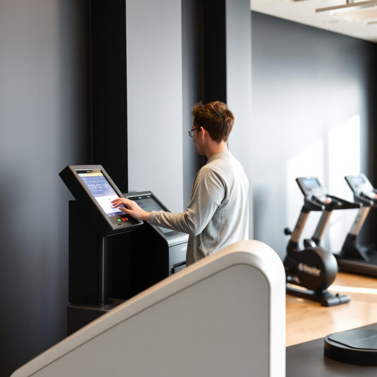 Mitglied beim Self Check-in im ENERGY FITNESS Studio